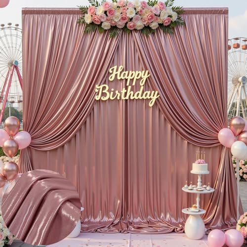 Image of 20x10 ft Wrinkle Free Rose Gold Sequin Backdrop Curtain for Parties,Thick Not Fall-Off Glitter Backdrop Drapes,4 Panels 5x10ft Shimmer Photo Back Drop Cloth for Wedding Birthday Photography Background