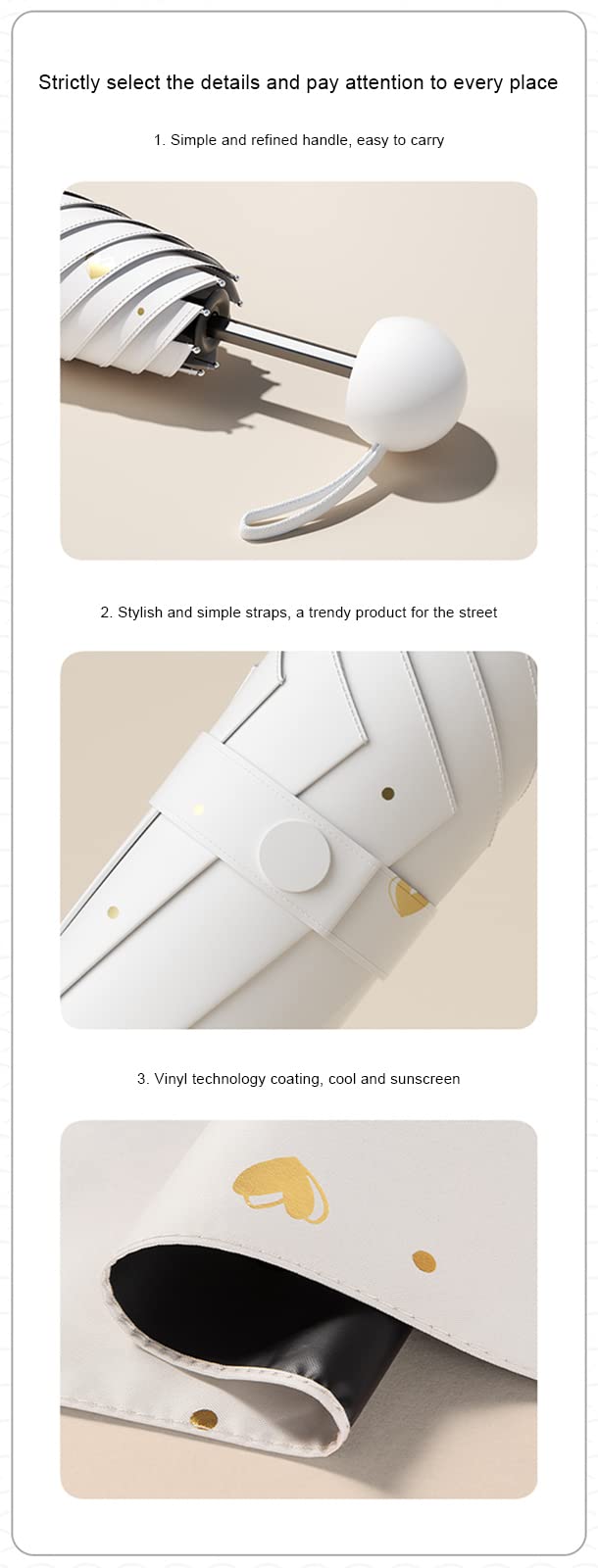 Paraguas de Viaje Compacto, Anti-UV, Resistente al Viento, pequeño, Ligero, Plegable y portátil, miniparaguas para Mujeres y Hombres