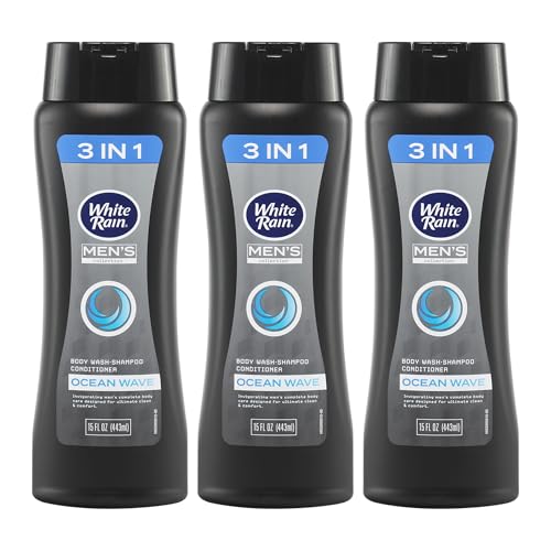 White Rain Mens 3 in 1 Body Wash Shampoo Conditioner, 15 fl oz, Pack of 3