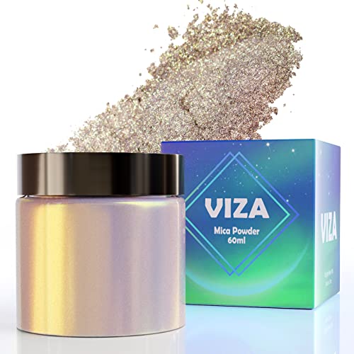 Viza Cosmetic Grade Mica Powder, 40G/1.4Oz Natural Color Pigment Powder For Nails, Lip Gloss, Body Butter, Soap Making, Nail Polish, Eyeshadow, Candle Dye, Bath Bombs - Golden Touch #TOP2