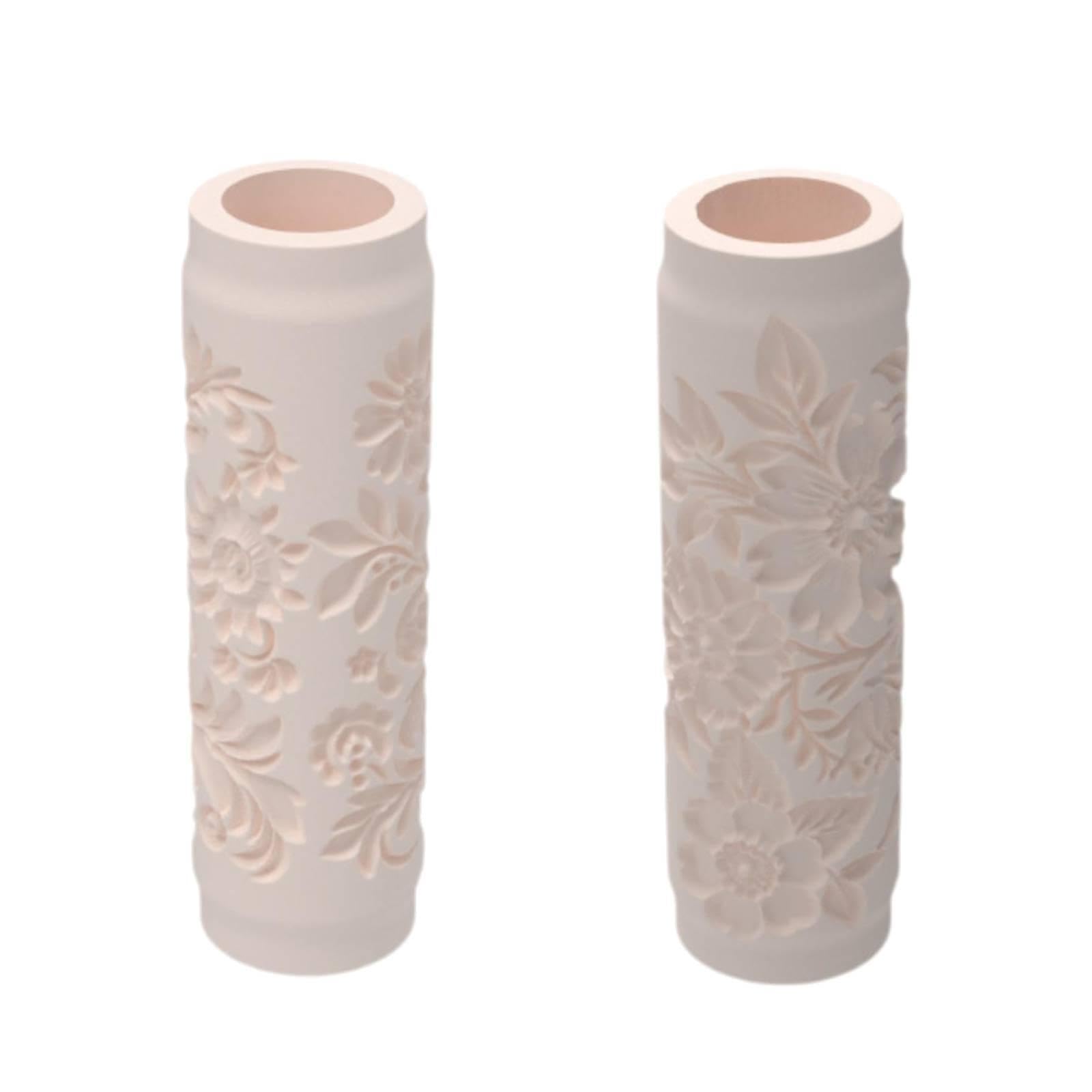 Rodillo de Textura con Motivo de Flor para Arcilla Y Barro Herramienta de Cerámica Ligera con Mango Ergonómico para Facilitar La de Diseños E