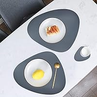 Vista 187 de Faux Leather Placemats and Coasters Set of 2, Round Leather for Dinner Table Mats Heat Resistant Non-Slip Washable Insulation Coffee Mats Kitchen