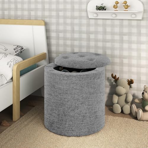 Puff Baú Grassi Decor, Redondo em Suede, 40x37 cm, 6 Pés, Suporta...