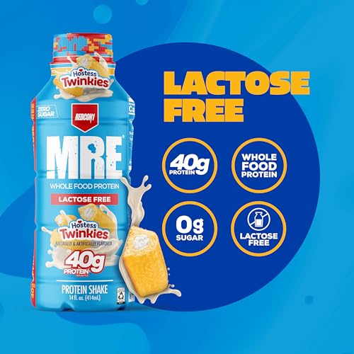 Image of REDCON1 MRE Ready to Drink Protein Shakes Hostess, Twinkies - Lactose Free RTD Protein Made with Real Whole Food Protein Blends - Easy to Digest Nutritional Shake (12 Pack)