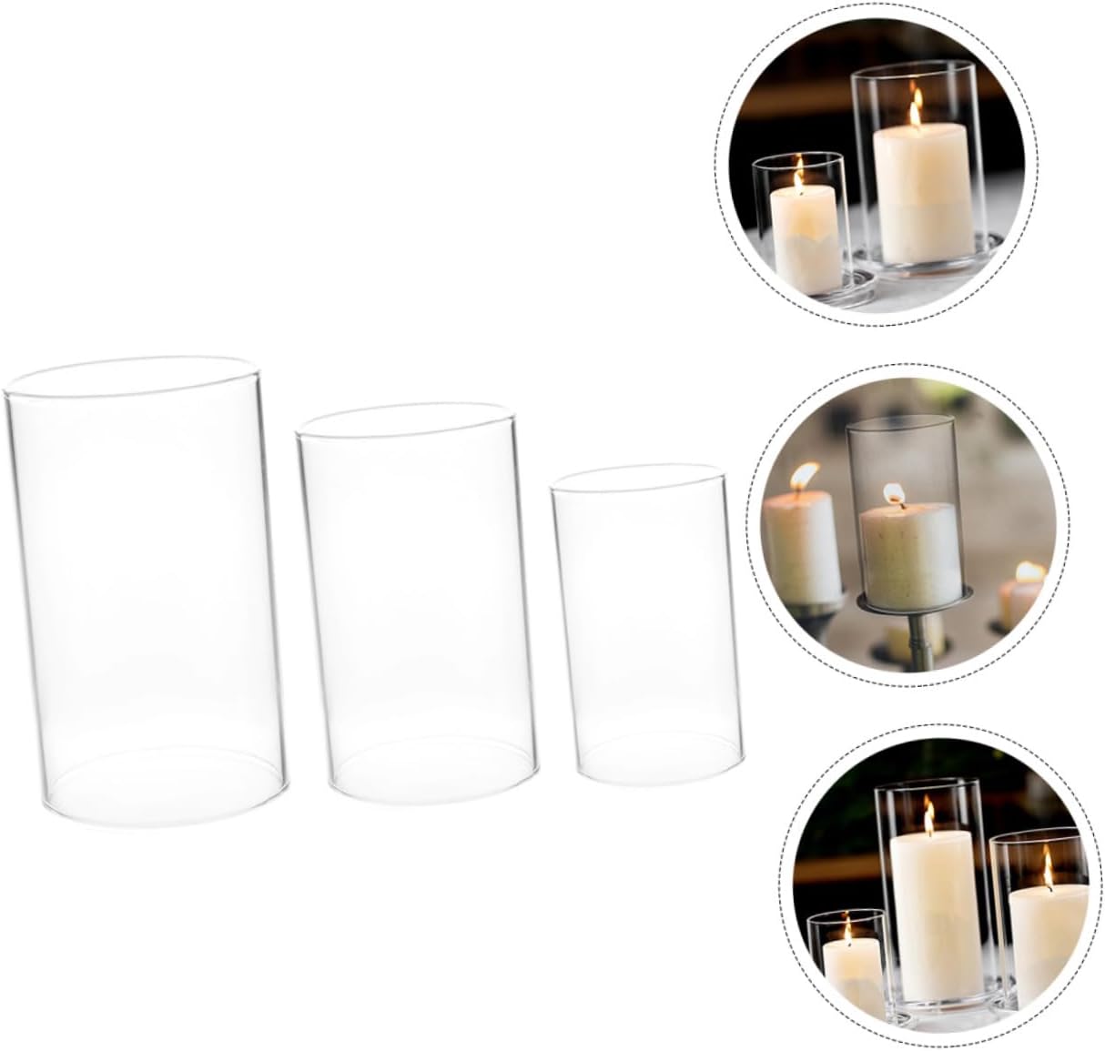 Unomor 3pcs Glass Candle Holders Tapered Candle Holder Covers Windproof Decorative for Wall Decor Home