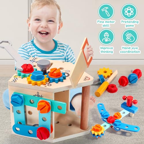 Gaietydiy KIDS TOOL SET Toddler Tool Set - 33 Pcs Wooden Kids Tools thumb #1