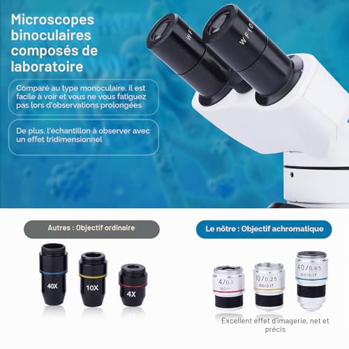 Microscope binoculaire enfants et adultes ensemble de microscope junior 40x-1000x