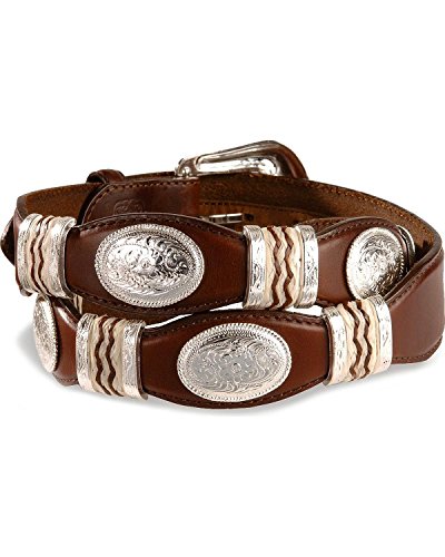 Tony Lama Men's Scalloped Leather Belt Brown 442