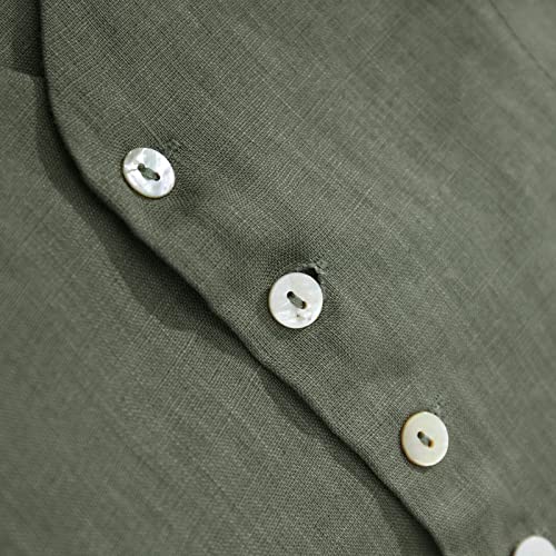 Amazhiyu Womens Pure Linen Sleeveless Button Down V Neck Crop Top Summer Vest Waistcoat (Kombu Green, X-Small)4