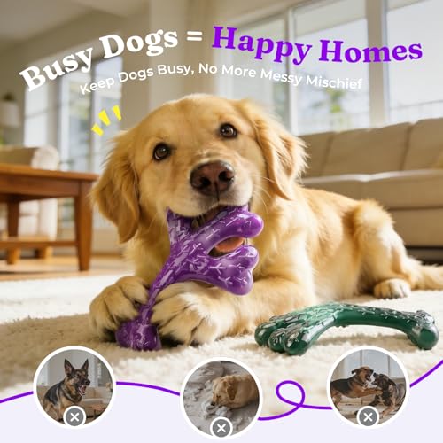 Dog Toys for Aggressive Chewers: 2 Pack Dog Toys Indestructible for Medium Large Dogs, Dog Chew Toys for Boredom & Teeth Cleaning, Durable Tough Dog Toy to Keep Them Busy, Real Beef Flavour - Image 5