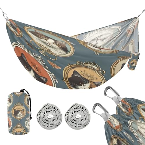 ATTX Cute Cats Camping Hammock - Lightweight & Portable Hammocks, Heavy Duty 330lbs Capacity for Indoor, Hiking, Backpacking, Travel, Backyard, Beach#514