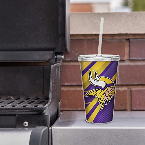 Image of Rico Industries NFL Football 16oz Clear Tumbler W /Straw for NFL Fans