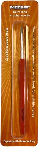 Mdoker Ganchos de ganchillo extralargos, agarre ergonómico, mango suave para ganchillo hecho a mano, agujas de ganchillo para manos artríticas,