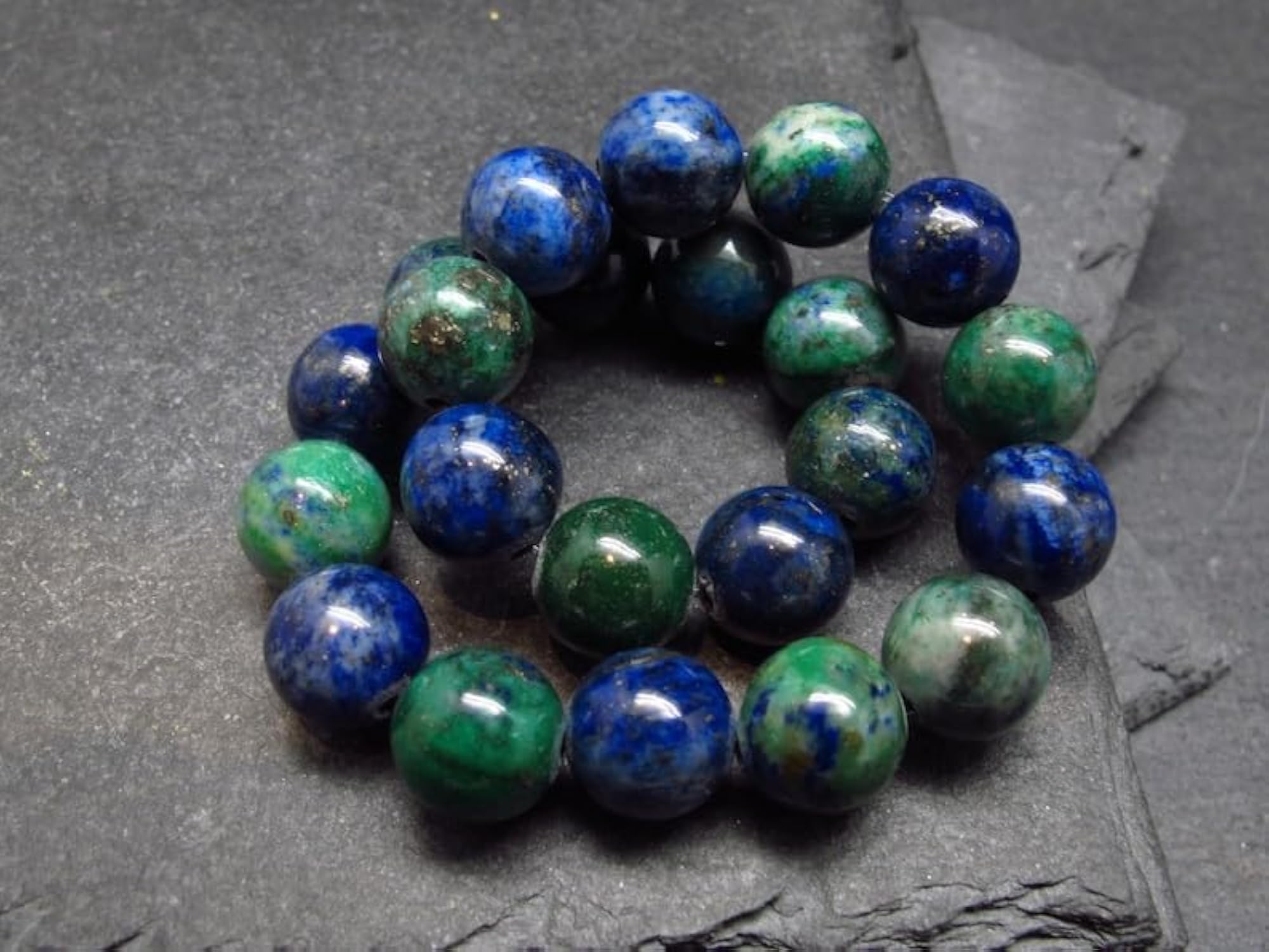 Unisex Natural Dioptase Chrysocolla Malachite 8mm Beads Stretchable Bracelet