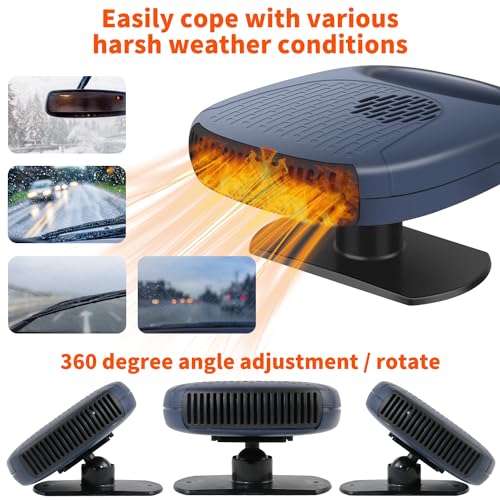 WAMTHUS Portable Car Heater, 12V 120W Windshield Heater with Air Purification 2 in 1 Fast Heating & Cooling Function Plug in Cigarette Lighter Car Defroster(Blue)