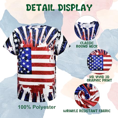 Image of Boys Tie Dye Shirts 3-12 Years Hippies Senior Crewneck Short Sleeve Rainbow Tee for Kids (US, Age, 6 Years, 8 Years, Flag)