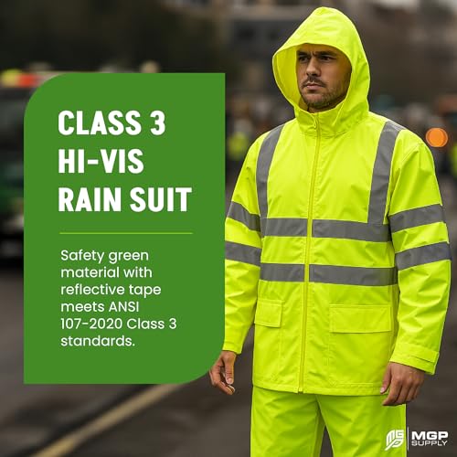 Class 3 Hi-Vis Rain Suit - Waterproof Rain Jacket & Pants2