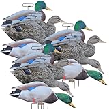 Higdon Outdoors Flats | Mallard Duck Motion Silhouette Decoys for Waterfowl Hunting | Realistic Lightweight Water Resistant Drake & Hen Decoys with Easy Carry Stakes | Fully Flocked | 12pk