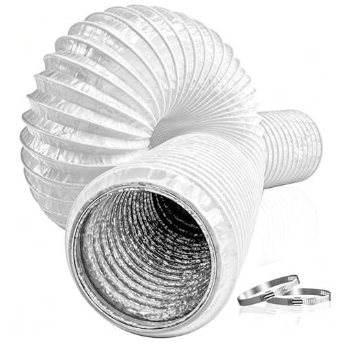 Hon&Guan 4-Layer Thickened 150mm / 6 Inch Flexible Aluminium Foil Ventilation Ducting 2m Extendable Heating & Vent Hose for Tumble Dryer Grow Tent and Heater