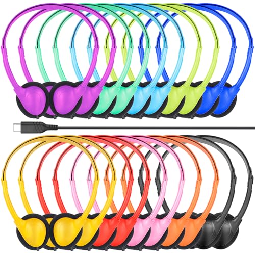 GDBOMA Lot de 20 écouteurs filaires USB C de type C pour salle de classe, école, téléphone, tablette, ordinateur portable, PC, réunion en ligne,...