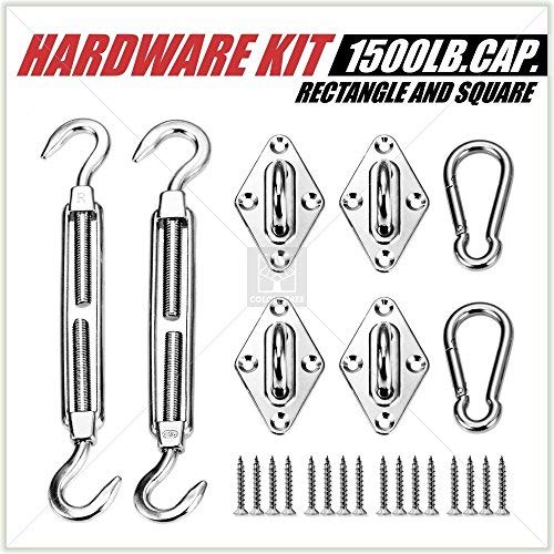 ColourTree 6 Inch Hardware Kit for Rectangle/Square Sun Shade Sail Canopy, 316 Military-Grade Stainless Steel