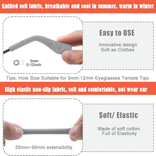 Image of UpinFun Glasses Ear Cushion, Eyeglasses Temple Tips Sleeve Protectors, Eyeglass Ears Behind Guards Ends Arm Covers
