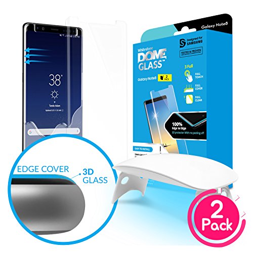Dome Glass Note 8 Protector Pantalla, 3D Borde Curvo Cristal Templado [Tecnología de Dispersión Líquida] Fácil de Instalar Kit por Whitestone para Samsung Galaxy Note8-2 Paquetes