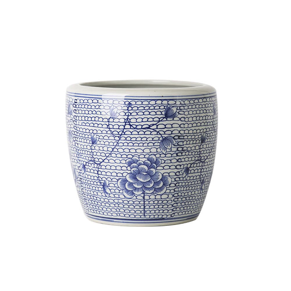 DFGHNBVC Ceramic Planter Pot Blue And White Porcelain Decorative Flower Pot For Indoor Plants Container With Drainage Hole For Bonsai Plants Flower Aloe Indoor Home Decoration,13.8 * 13.5CM