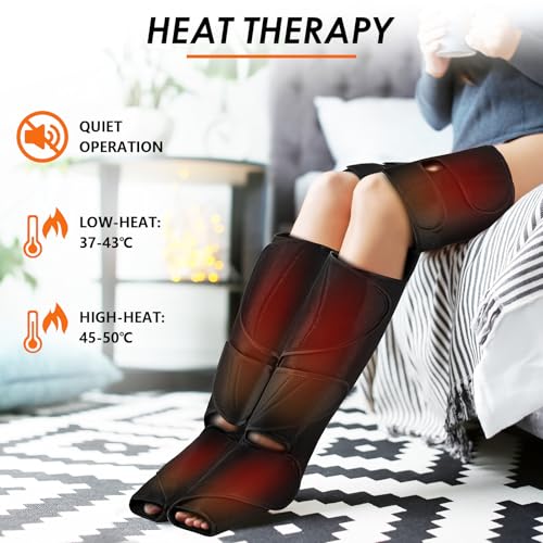 Image of CINCOM Leg Massager, Leg Compression Massage with Heat for Circulation and Pain Relief Air Compression Foot Calf Thigh Massager with Handheld Controller