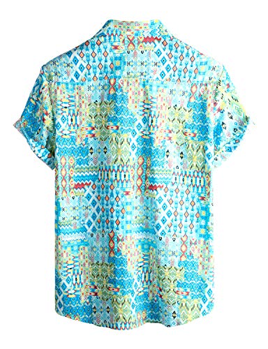 Vatpave Mens Casual Hawaiian Shirts Short Sleeve Button Down Beach Shirts Tropical Floral Shirts Small Sky Blue #TOP1