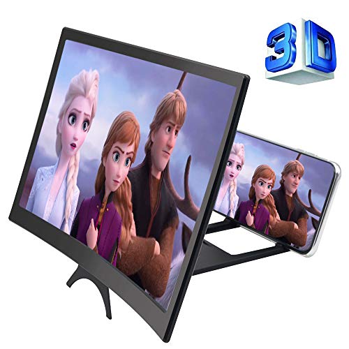 GLISTON 12'' 3D Phone Screen Enlarger, Curved Screen Magnifier for Cell Phone, HD Screen Amplifier, Folding Screen Magnifier for Movies, Videos, Gaming