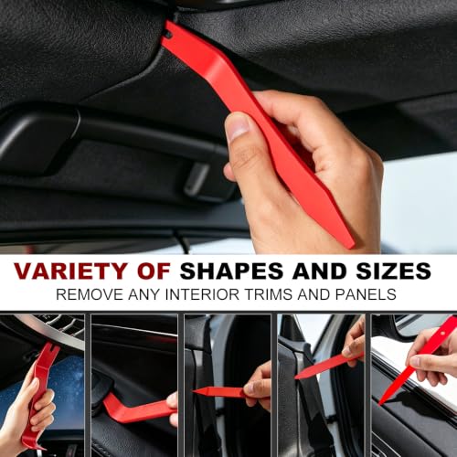 Image of 18Pcs Auto Trim Removal Tool Kit, Clip Pliers Set and Fastener Remover, Red