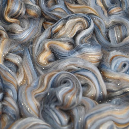 Image of Combed Top Roving. Limited Edition Fiber for Spinning, Needle Felting, Wet Felting, Weaving and Crafting. Fancy, Colorful, Exotic Designer Blend, Rubicon