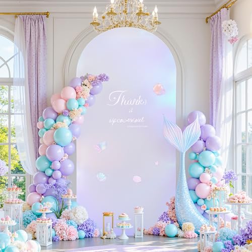 Cobertura elástica para arco de fondo 6FT blanco y plata miniatura 2