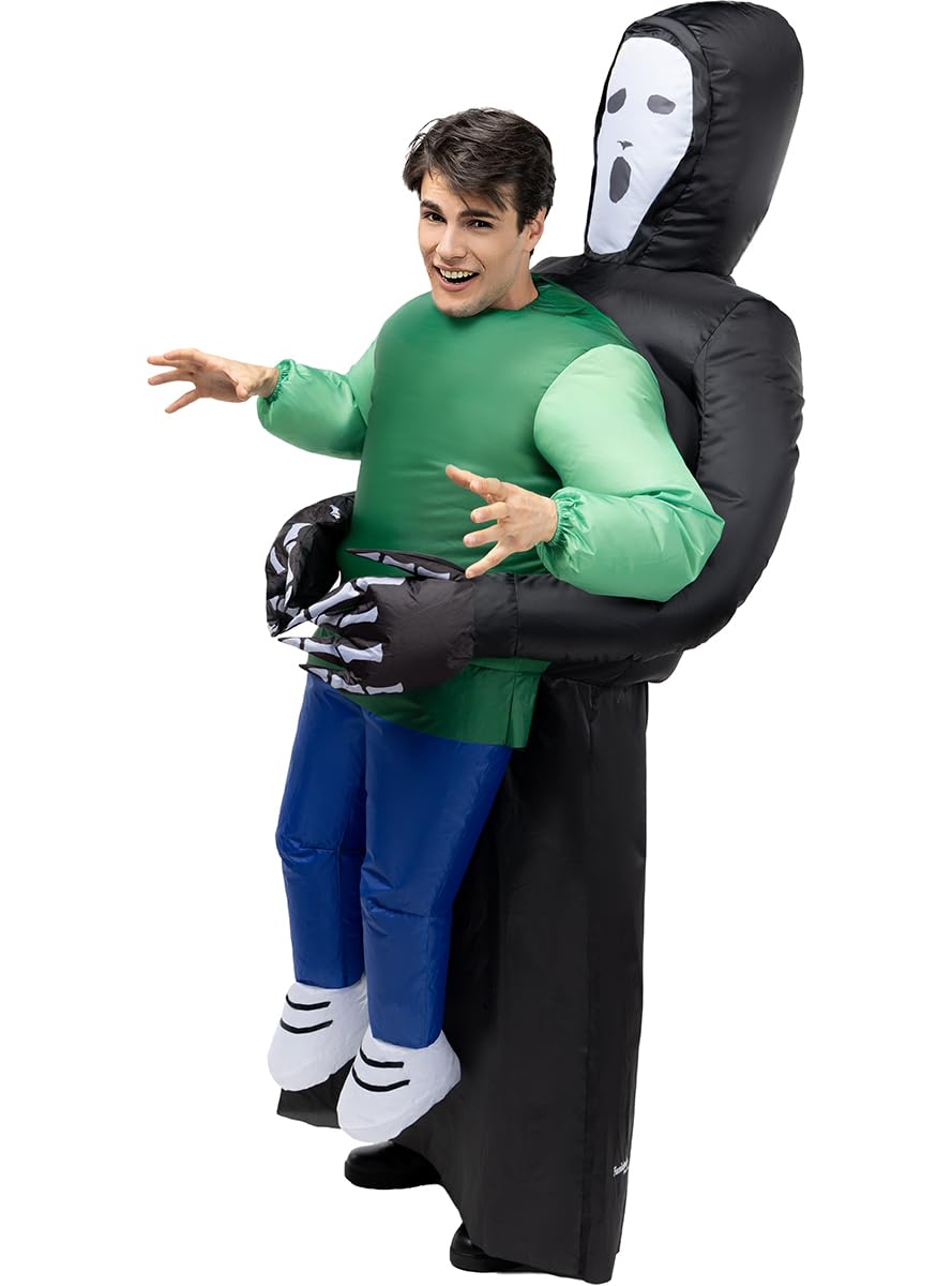 Funidelia Men's Black | Inflatable Death Costume For Man Horror, Grim Reaper, Death, Halloween - Costume For Adults Accessory Fancy Dress & Props For Halloween, Carnival & Parties - One Size