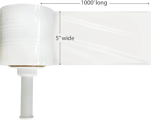 Miniatura 2 de 8NET - Mini rollo elástico de 5 pulgadas x 1000 pies, calibre 80, con asa, 12 rollos, película retráctil de plástico transparente y resistente para