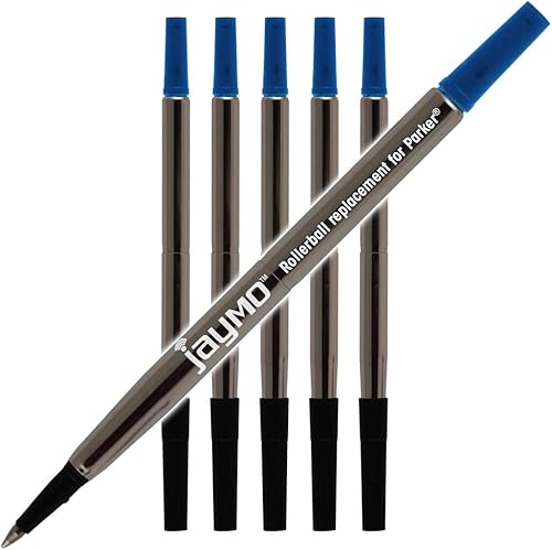 Jaymo Repuesto para Parker Quink 1950324 Medidas 4.56 in 116 mm de largo Recambio de bolígrafo roller 6 azul