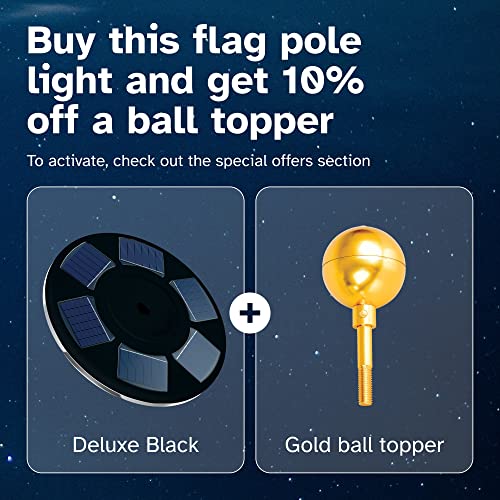 Deneve Deluxe Black 2Nd Generation Flag Pole Light Solar Powered, 1300 Lumen Weatherproof Solar Led Light For Most Flagpoles thumb #4