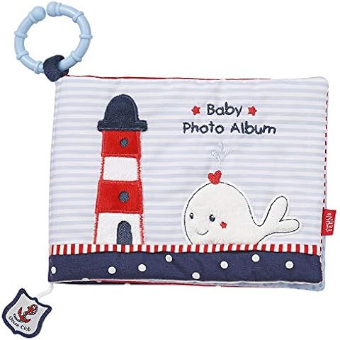 Fehn 078688 Ocean Club Photo Album - Discover, Explore, Feel: Playfully memorise faces and learn names with the fabric photo album, for babies and toddlers from newborns upwards Cover