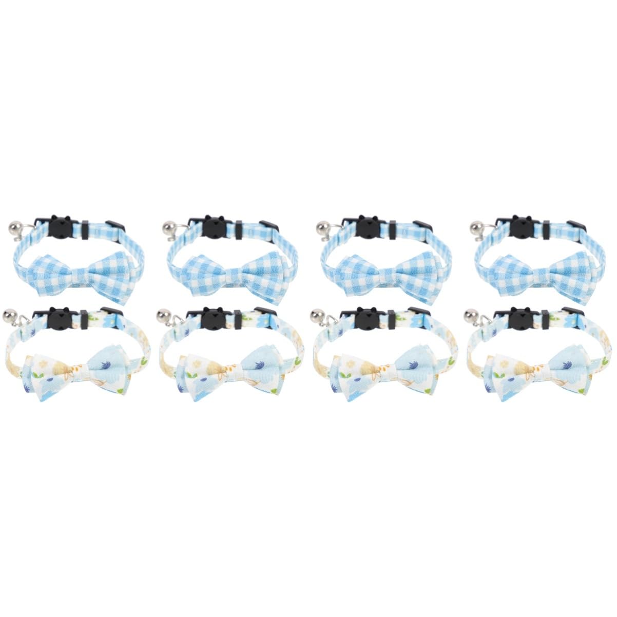 Mipcase 8pièces Collier pour Chat Ajustable De Colliers Décoratifs Floral avec Nœud Et Clochette Accessoire pour Animaux De Compagnie Confortable Et Sécure