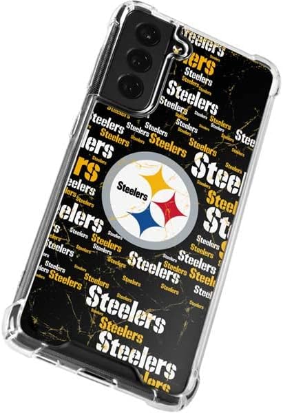 Skinit Clear Phone Case Compatible with Galaxy S22 - Officially Licensed NFL Pittsburgh Steelers Black Blast Design