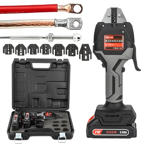Cordless Crimping Pliers Terminal Crimping Tool, DC 21V/2.5Ah Small Terminal Crimping Pliers, Rechargeable Cold-Press Terminal Clamp