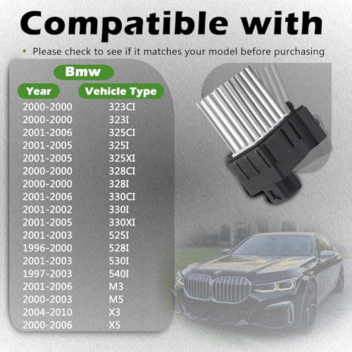 Image of ATC Auto Temp Control AC Heater HVAC Blower Motor Resistor 5 Pins Compatible with BMW 323CI 323I 328CI 328I 325CI 330CI M3 325I 325XI 330XI 330I 525I 530I 528I 540I M5 X3 X5 Replaces 64116923204