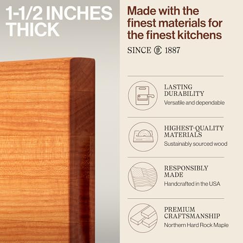 Image of John Boos Block CHY-R01 Cherry Wood Edge Grain Reversible Cutting Board, 18 Inches x 12 Inches x 1.5 Inches | 1.5 inch Thick, 7-lb Reversible Butcher Block with Edge-Grain & Finger Grips, Made in the USA
