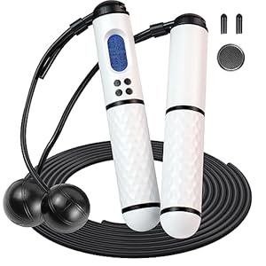 Skipping Rope Digital Jump Cordless – Counter Speed Tangle-Free Adjustable Rope & Non-Slip Handle with Weighted Skipping Ropes for Fitness, Exercise Jump Ropes for Children Adults