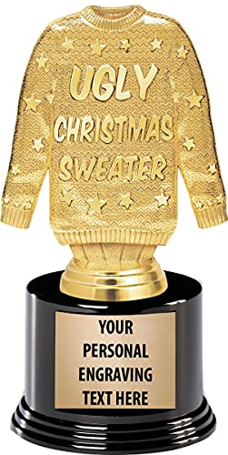 Crown Awards Christmas Party Trophies, 5 1/2" Custom Ugly Christmas Sweater Trophy Prize, 1 Pack Prime