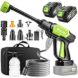 Rivlox Cordless Pressure Washer, 1500 PSI Portable Power Washer with 6-in-1 Nozzle, Handheld Power Washer with 2 Batteries, 16.4FT High-Elastic Hose, Power Cleaner for Patio Floor Fence Deck Indoor