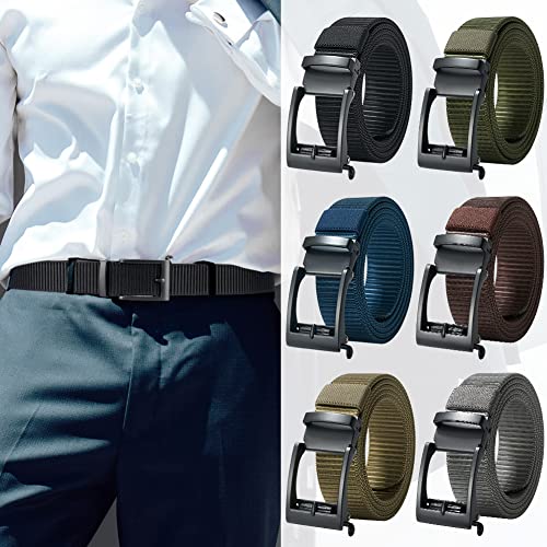 LionVII Men's Ratchet Belts, 1 3/8" Casual Nylon Strap Belt for Men with Click Buckle, Adjustable Trim to Fit 27-49" Waist2