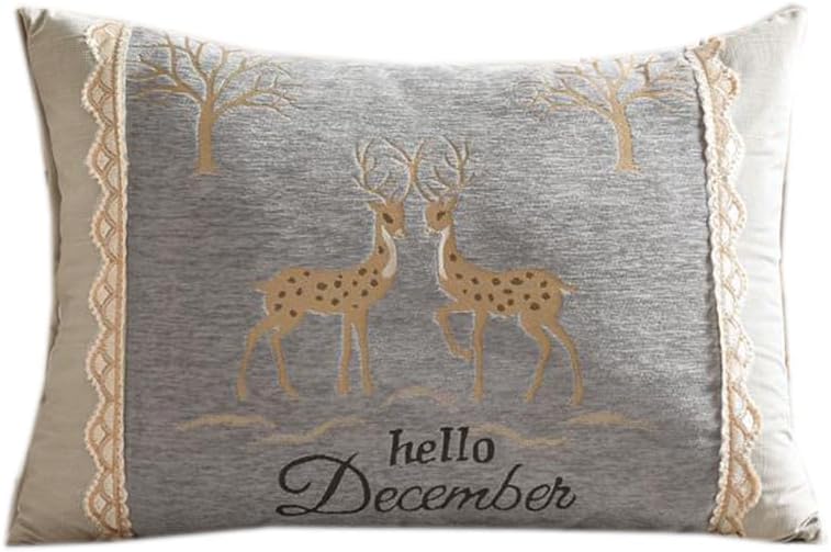 Embroidery Luxury Plush Pillow Sofa Rectangle Throw Pillow Long Bedding Waist Lumbar Back Cushion with Core (30×50cm/11.8"×19.7", Yellow Blue)