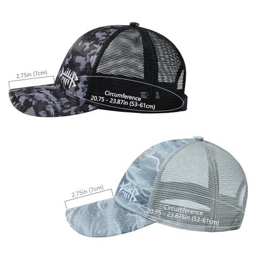 Image of BASSDASH 2 Pack Altimate Fishing Hunting Hat Mesh Back for Men Women Adjustable Baseball Trucker Cap Camo Blaze Orange